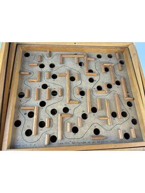 Vintage Wooden Labyrinth Space Tilt Maze Game By Pacific Game Co
